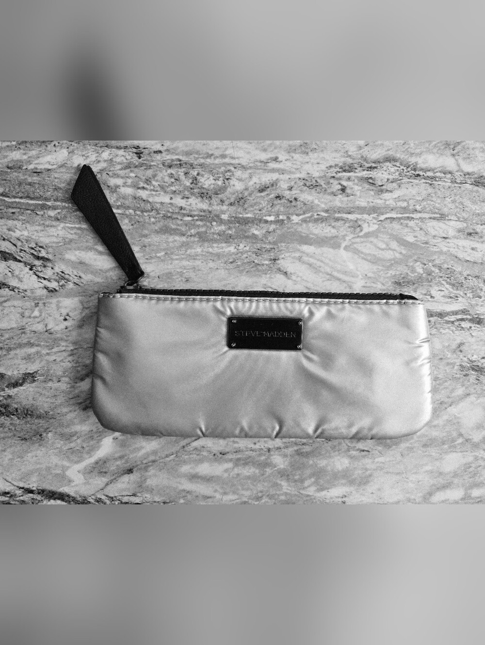 Steve Madden Silver Mini Zippered Accessory Pouch